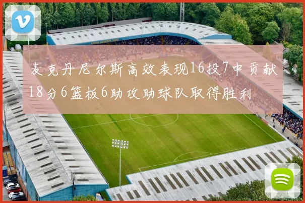 麦克丹尼尔斯高效表现16投7中贡献18分6篮板6助攻助球队取得胜利